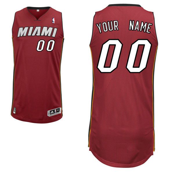 Men Miami Heat Custom Authentic Red NBA Jersey